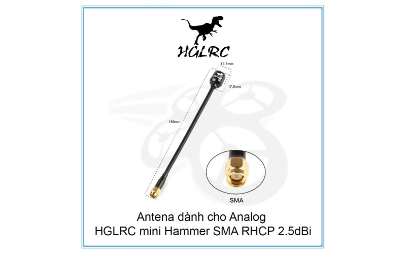 Antena dành cho Analog HGLRC mini Hammer SMA RHCP 2.5dBi