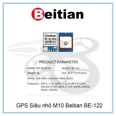 GPS Siêu nhỏ M10 Beitian BE-122